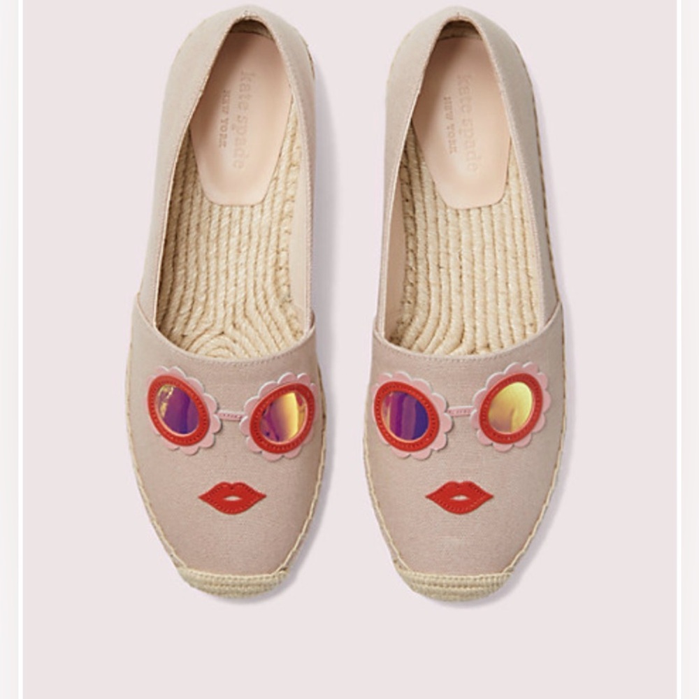 Kate Spade New York "Grenada Glasses" Espadrilles Pale Vellum 8.5 new with box
